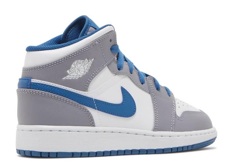 Jordan 1 Mid True Blue Cement (GS) – Kicksinto